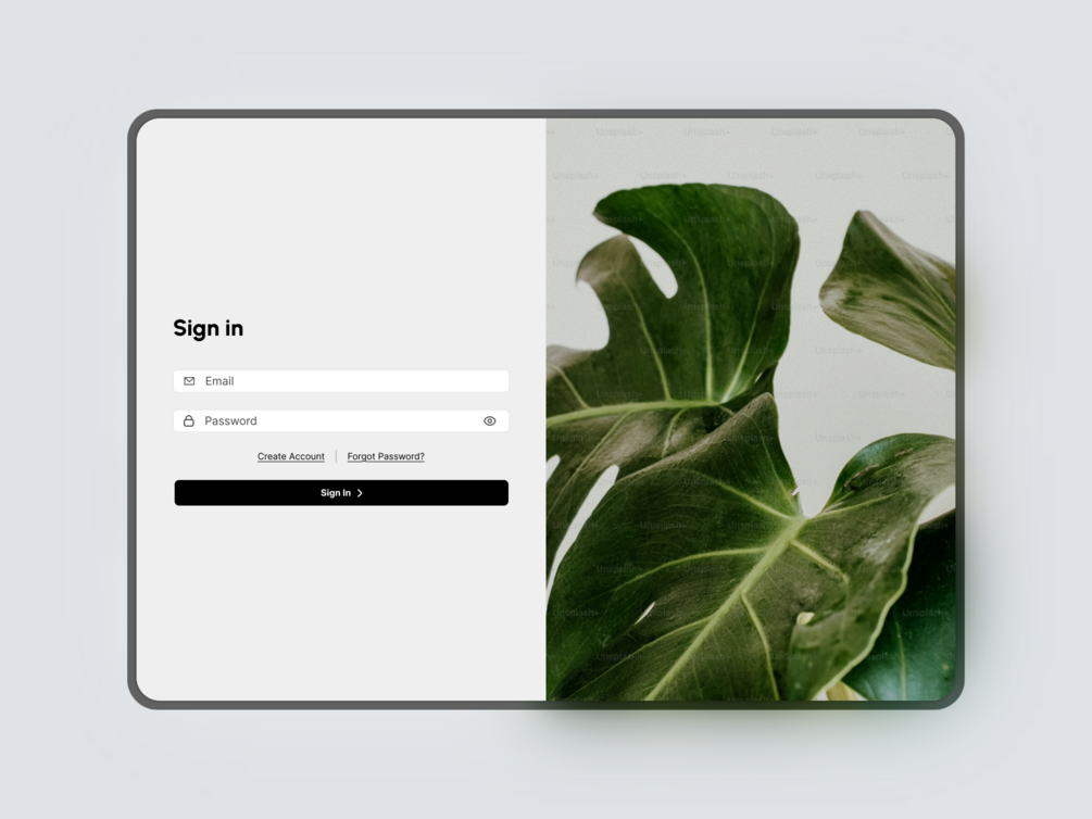 Template 02: split-layout login screen.